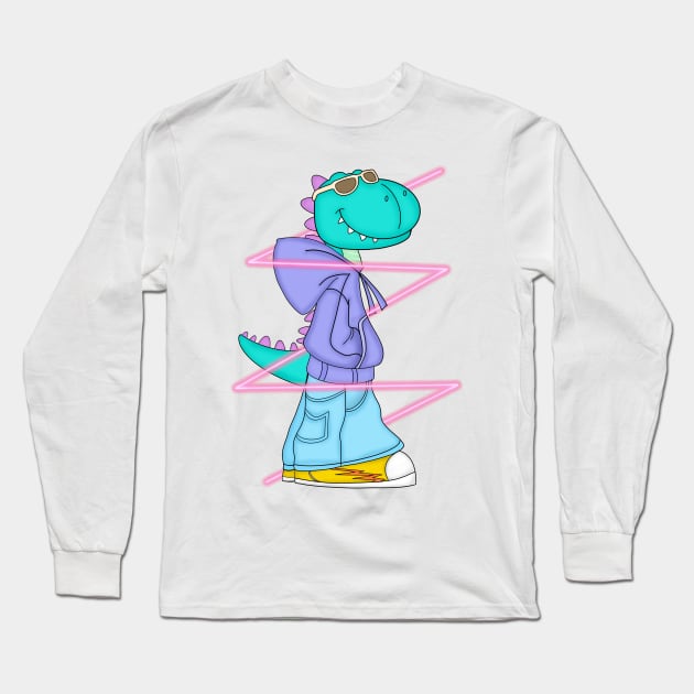 Baby dragon in hoodie Long Sleeve T-Shirt by artoffaizan